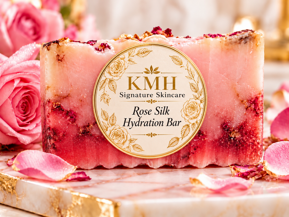 KMH Rose Silk Hydration Bar with circular label